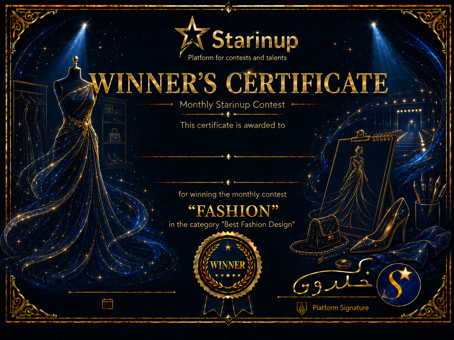Fashion winner certificate
