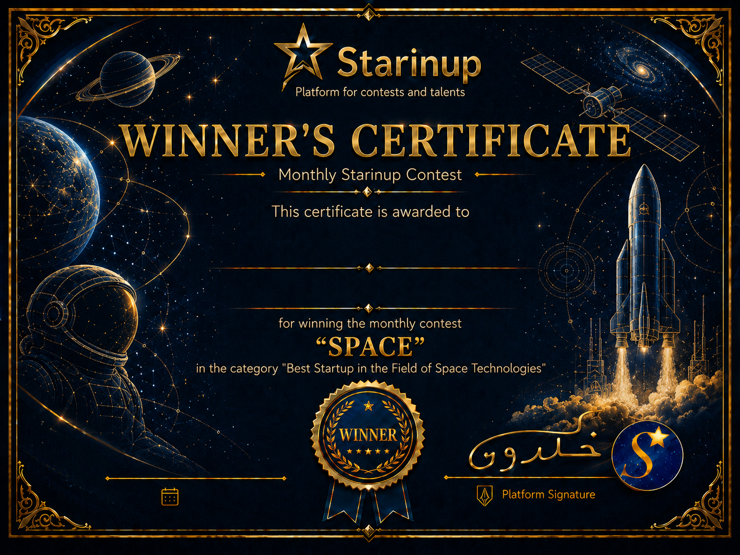 Space winner certificate